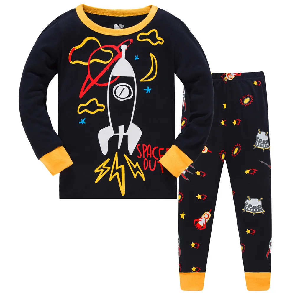 Коллекция года, Детские пижамные комплекты Одежда для маленьких мальчиков Пижама с динозавром, пожарным двигателем, для маленьких мальчиков, футболка с длинными рукавами и Рисунком Тигра+ штаны, комплект из 2 предметов - Цвет: 33