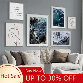 

Canvas Painting Sea Seaside Reef Landscape Abstract Line Wall Art Nordic Posters And Prints Wall Pictures For Room Decor