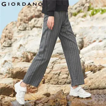 

Giordano Women Pants Wide Leg Middle Waist Pantalones Mujer Pattern Full Length Zip Fly Calca Feminina Casual Trousers 13419805