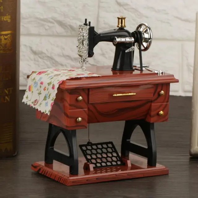 Mini Vintage Kreatív Retro Varrás Óramű Zenei Doboz Ajándékasztal Dekoráció - Image 5