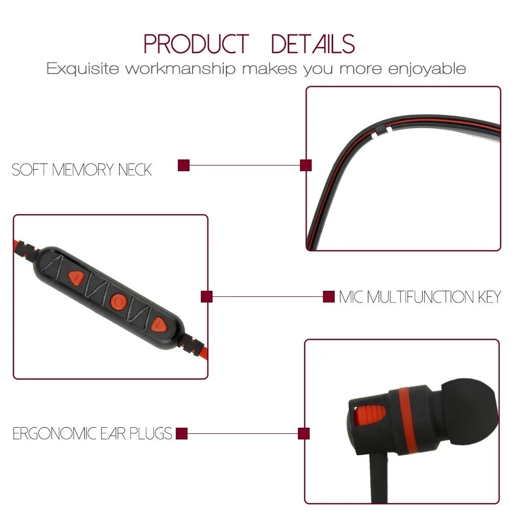 CHYI Wireless Bluetooth Earphone With Microphone Earbuds Sport Headphone Noise Canceling Earphones For IPhone Android Phone
