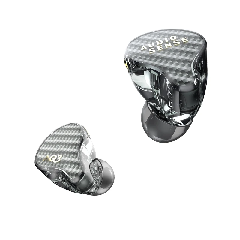  AUDIOSENSE AQ3 HiFi Stereo 2BA(Knowles)+1Dynamic Hybrid Earphone IEMs with Detachable MMCX Cable 3D
