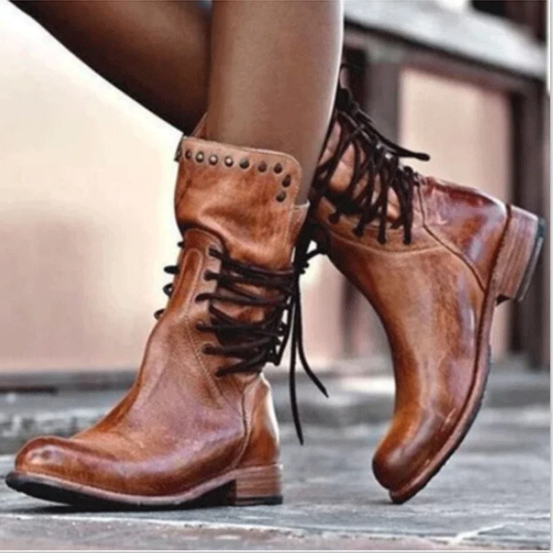 Botas de cuero PU calidad con plataforma tobillo para mujer cremallera botas planas suela mukulo vaca zapatos d | Обувь