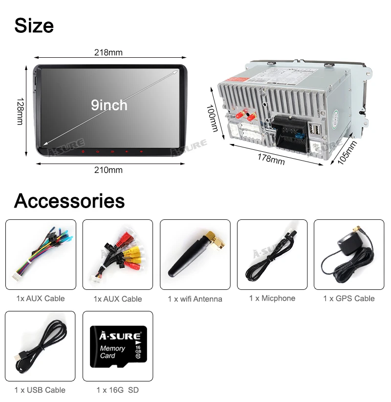 Cheap A-Sure 9" 8 core 4GB RAM Android 9 Radio GPS Navi For Volkswagen VW Tiguan Polo Golf 5 6 Passat Caddy Transporter Touran Sharan 25