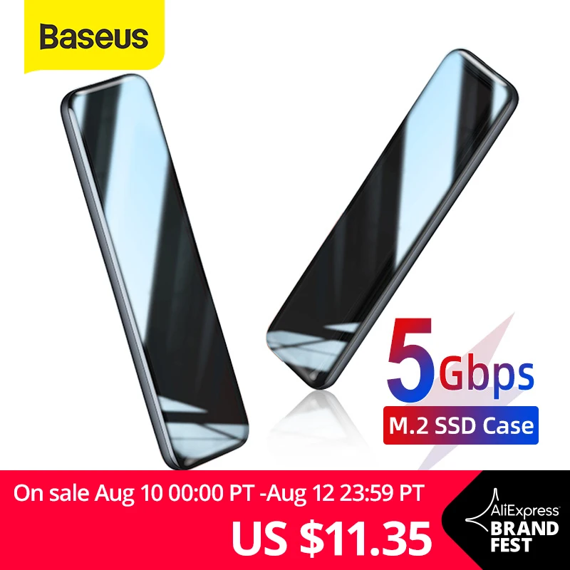 

Baseus M2 SSD Case M.2 to USB Type C 3.0 Enclosure SSD Hard Drive for NGFF SATA M/B KEY SSD Disk Box SSD Caddy