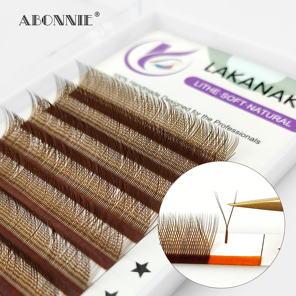

Abonnie High Quality YY Brown Lashes Premium Matte Individual Eyelash Faux Mink Y Volume Trays Free Shipping