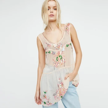 

Summer new Bohemian travel sexy perspective fashion sequins backless dress