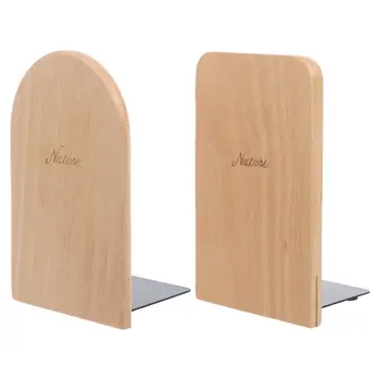 

Nature Wooden Desktop Organizer Desktop Office Home Bookends Anti-skid Book Ends Stand Holder Shelf