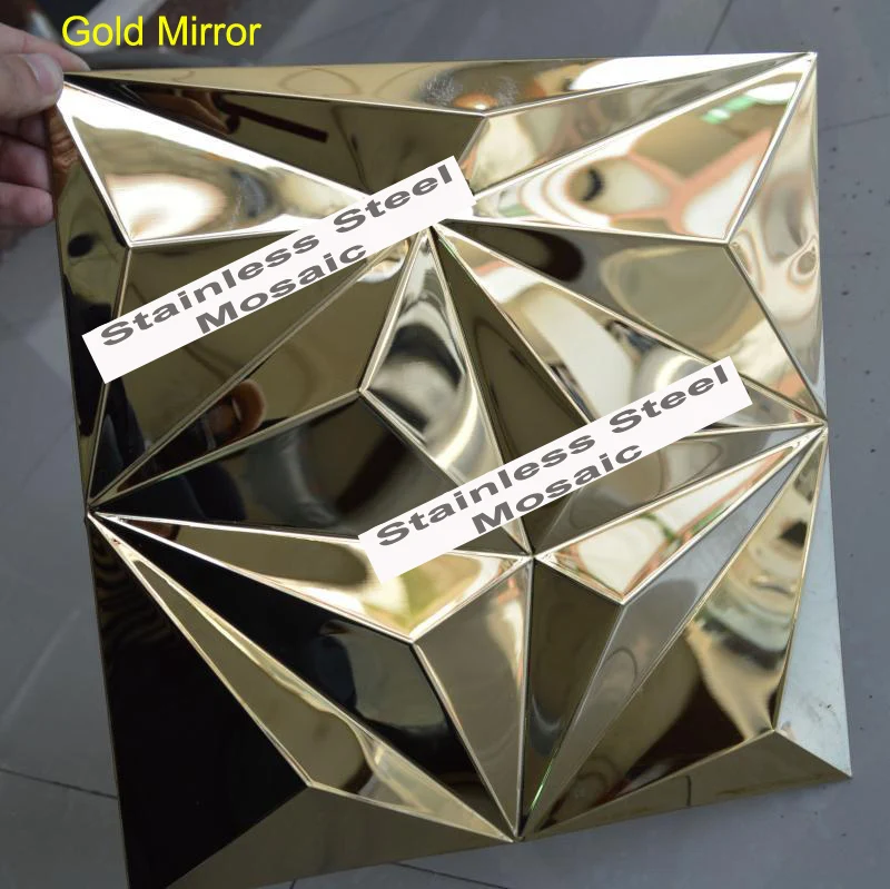 Gold Mirror Серебристая матовая мозаичная плитка из нержавеющей стали 3D нержавеющая сталь Inox настенная плитка стеновые панели для фонового декора стен - Цвет: Gold Mirror