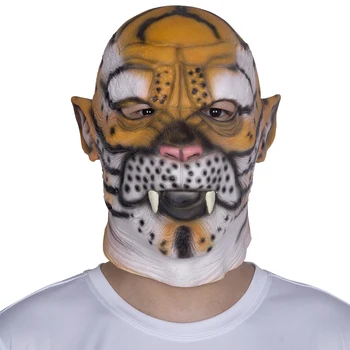 

New Product Tiger Latex Mask Adults Wild Zoo Animal Makeup Party Headgear
