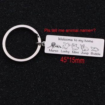 

Animal Exclusive Keyfobs Engraved Welcome To My Home Record Name Charm Jewelry For Animal Lover Gift Trendy Keychain