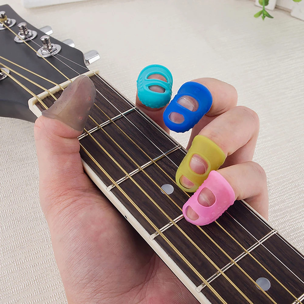 4 в 1 гибкий наперсток силиконовый Finger Guard Fingertip Для Гавайская гитара бас гитара аксессуары дропшиппинг