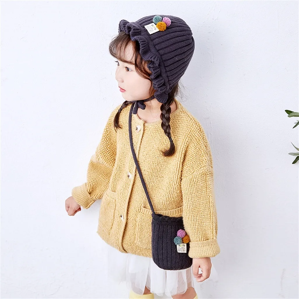 Baby Girls Hat Bag New Baby Cute Thick Warm Autumn And Winter Basin Hat Bag Suit Newborn Photography Props czapki dla dzieci