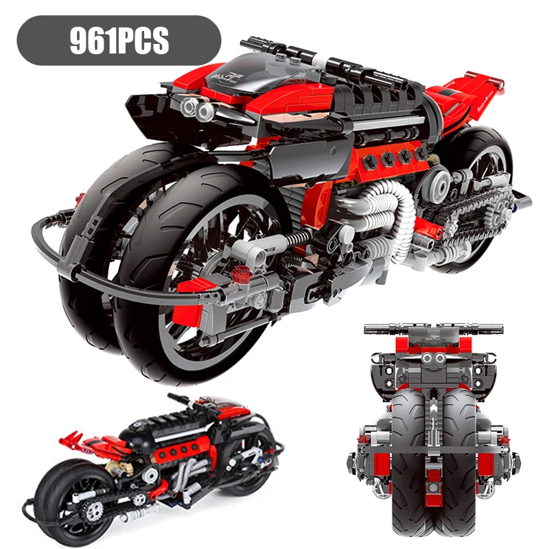 680 шт. серия Technic V8 двигатель модель будущего мотоцикла строительные блоки набор