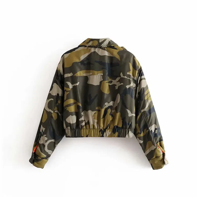 

Az-9482 Autumn New Style Fold-down Collar Long Sleeve Camouflage Printed Jacket