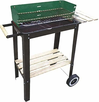 

Lapillo CDF08207 Kansas Barbecue con Mensola e Ruote, Verde/Nero