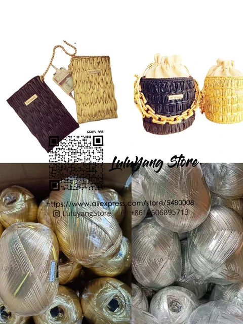 200g Metallic Tshirt Yarn Crochet Knitting Needlework Weaving Fancy Thick  Cloth Wool Shinny Gold Silver Purse Handbag Diy - Yarn - AliExpress