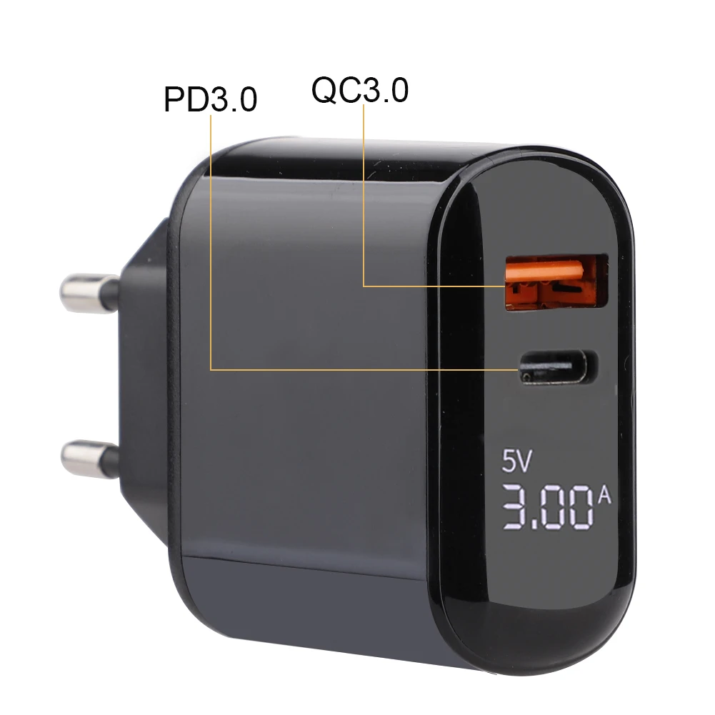 Быстрая зарядка 3,0 USB зарядное устройство светодиодный дисплей QC 3,0 PD Быстрая зарядка зарядное устройство для мобильного телефона для iPhone Xiaomi samsung huawei
