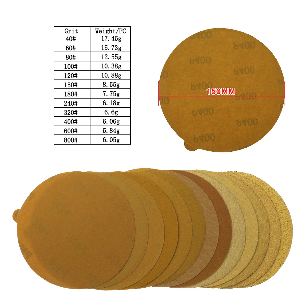 6 Inch 150MM Sandpaper PSA Self Adhesive Sticky Back Sanding Discs for DA Sanders Finishing for Auto and Woodworking sanding discs