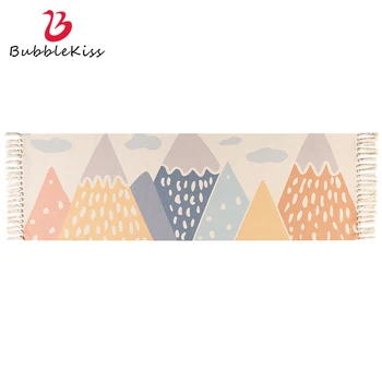 

Bubble Kiss Cotton And Linen Tassel Design Floor Mat Carpet Literary Folk Style Bedside Long Carpet Home Decoration Area Rug