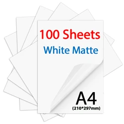 10/20/30/40/50/100 Sheets White Matte Printable Vinyl Sticker Paper A4 self-adhesive Copy Paper Printer Paper for Inkjet printer
