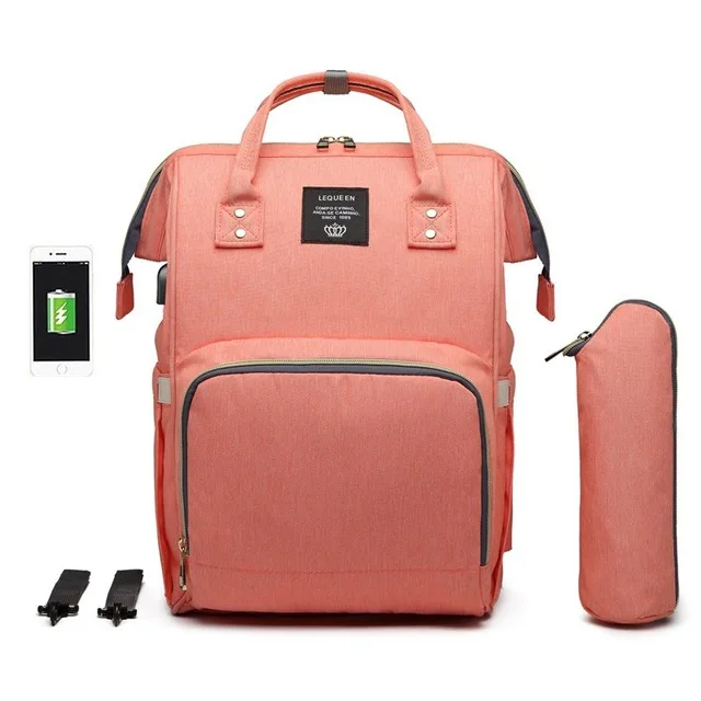 USB сумка для подгузников для мам, брендовая Большая вместительная детская сумка, рюкзак для путешествий, дизайнерская сумка для ухода за ребенком - Цвет: orange