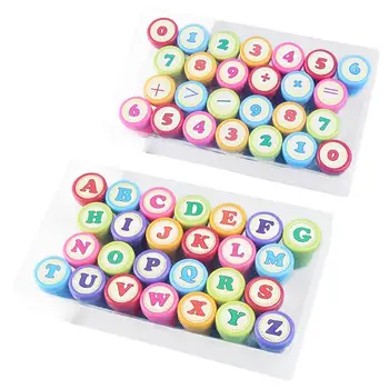 

52pcs Children Stamps toys English Alphabet Numbers Self Inking Rubber Stamper Kids DIY Seals Toy Kids English Teaching Aids
