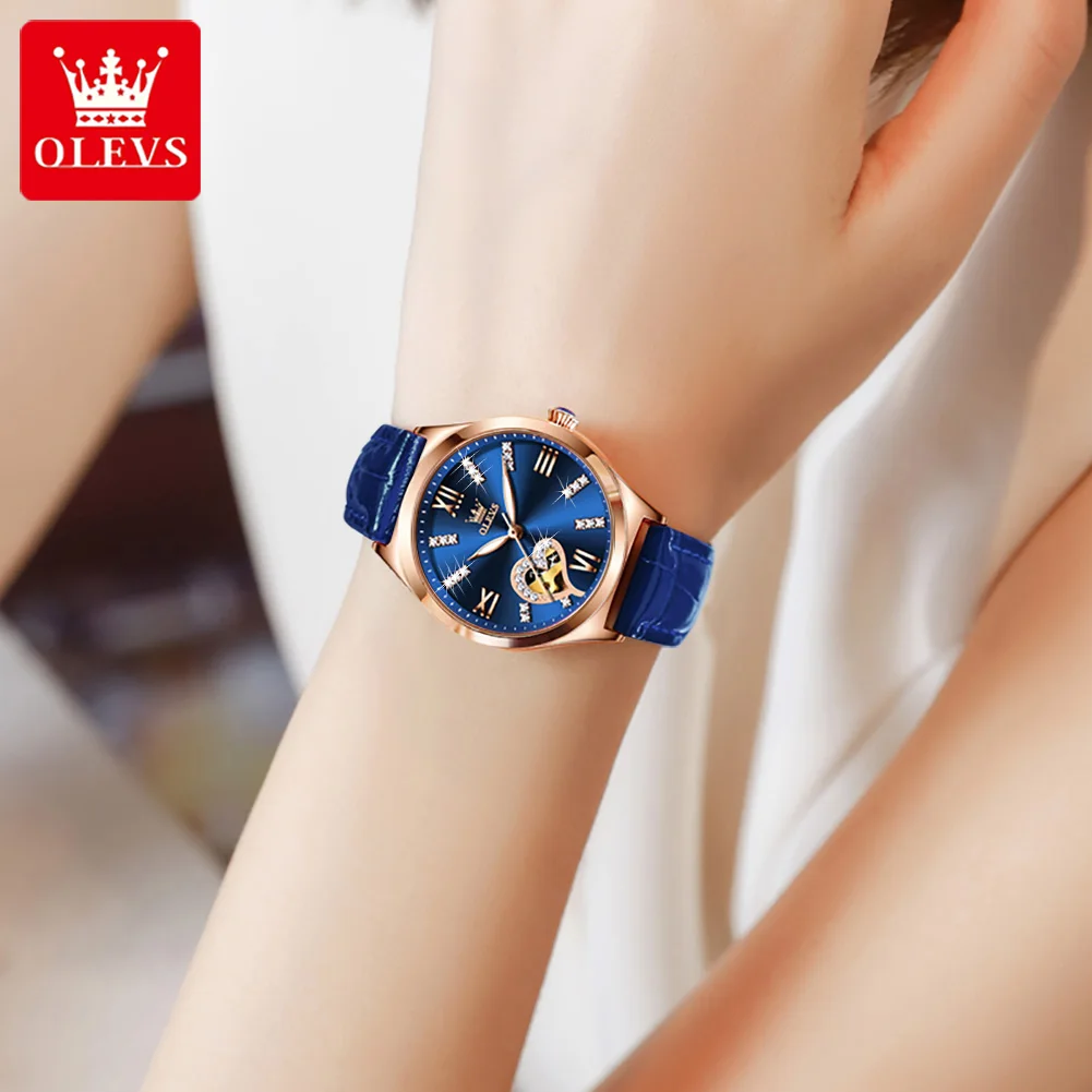 Women's Automatic Mechanical Watches Luxury Brand Fashion Ladies Watch Luminous Waterproof Female Clock Hollow Heart Shape Desig
