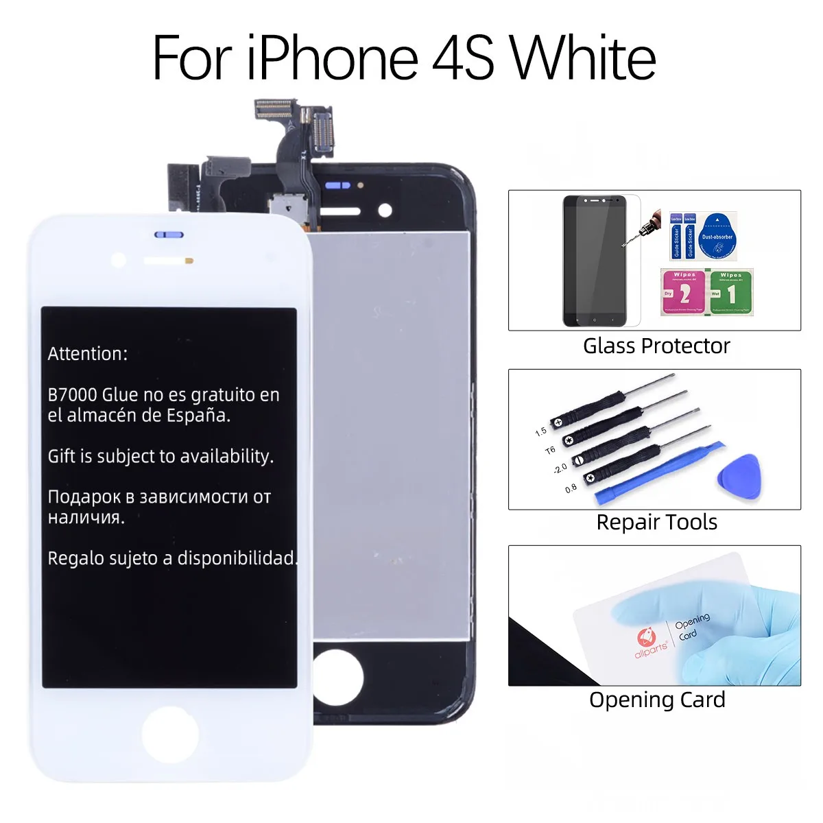 AAA OEM Дисплей для iPhone 4 4S LCD в сборе с тачскрином на рамке черный белый - Цвет: White for iPhone 4S