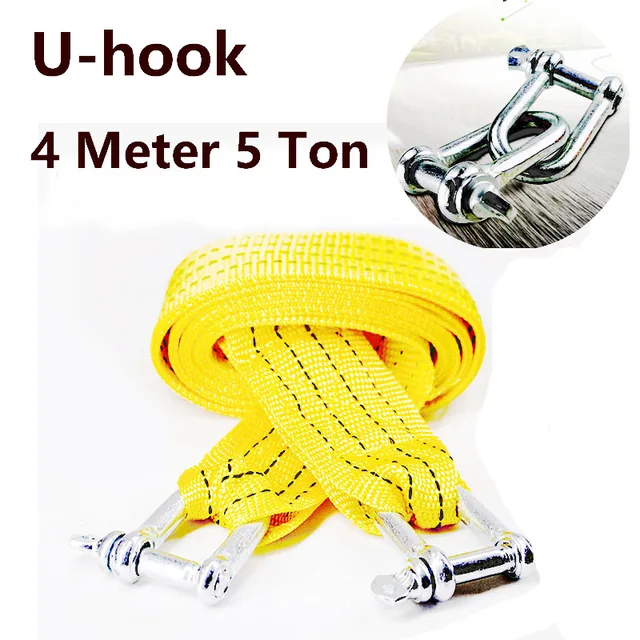 4m Heavy Duty Car Tow 5 Ton Cable Towing Pull Rope Strap Hooks Van Road Recovery