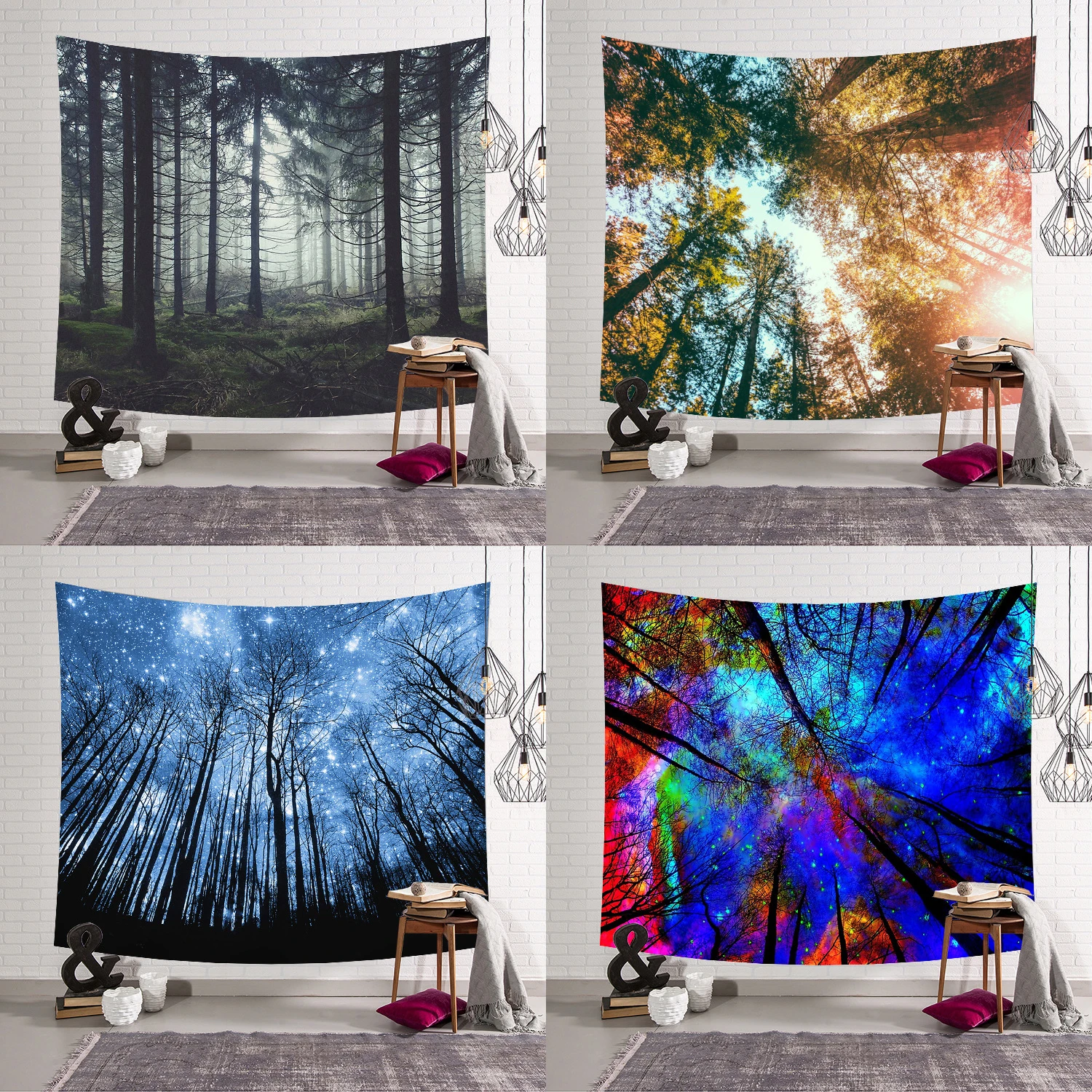 Декоративный гобелен красивый натуральный лес большая настенная подвеска