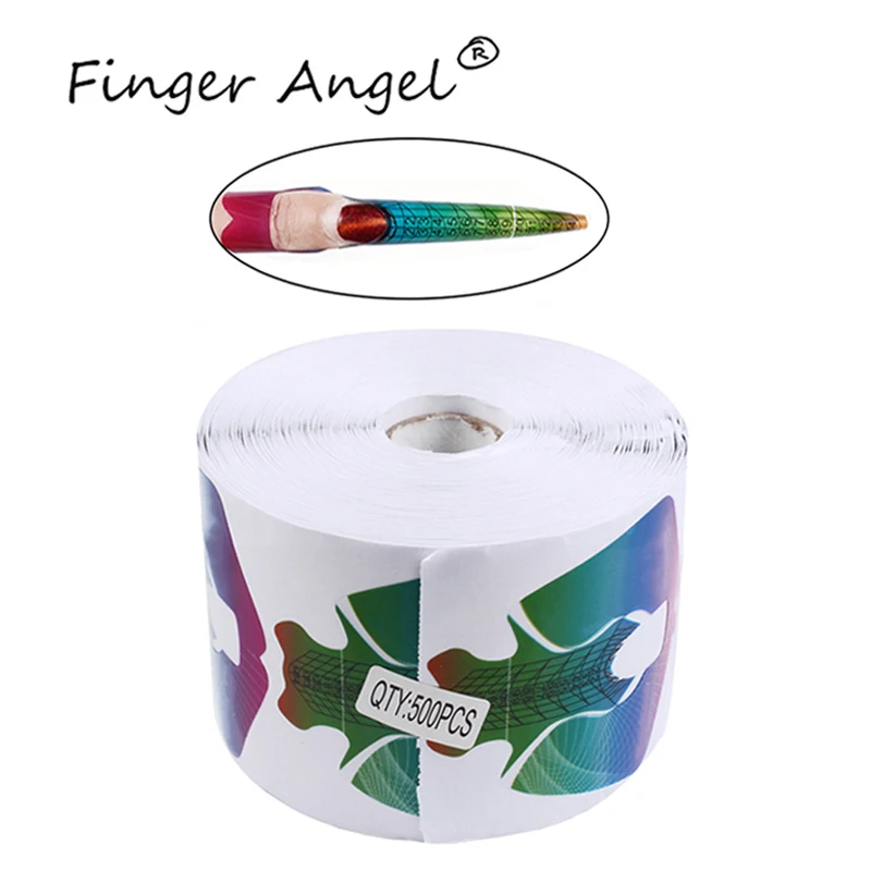 

Finger Angel 100/500pcs Rainbow Fish Shape Nail Form Stickers Nail Art Tips Extension Guide for UV Gel Manicure Tool#FJH18