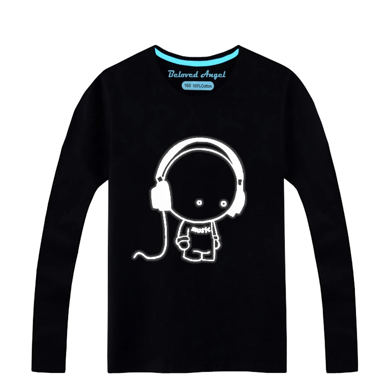 Хлопковая детская футболка; Детские футболки с длинными рукавами для мальчиков и девочек; одежда; футболка для маленьких мальчиков; Светящиеся топы для малышей