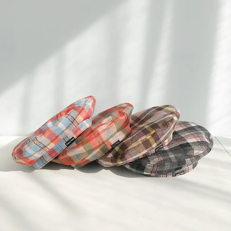 USPOP New plaid berets fashion women wool beret casual autumn winter wool hat vintage painter hat