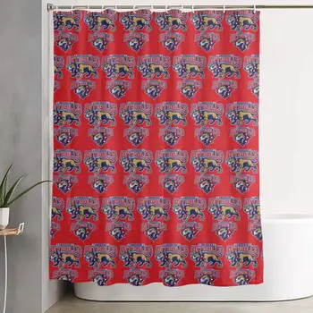 

Funny Pitbull Dog Red Shower Curtain Durable Polyester Bath Curtain with Hooks, Decorative Bathroom Curtain for Home School