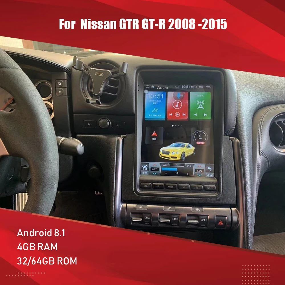 Головное устройство Aucar Tesla 10 1 дюймов Android мультимедиа для Nissan GT-R GTR 2008-2015