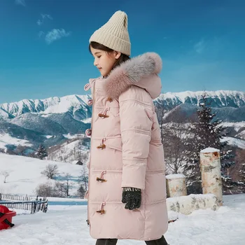

2020 new girl's middle and long size children's foreign style winter wear thickened children's clothing coat wholesale