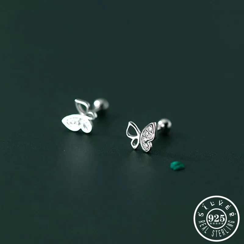 925 Sterling Silver Cubic Zirconia Butterfly Shape Small Beautiful Ear Studs Earrings Jewelry Gifts for Women Girls | Украшения и