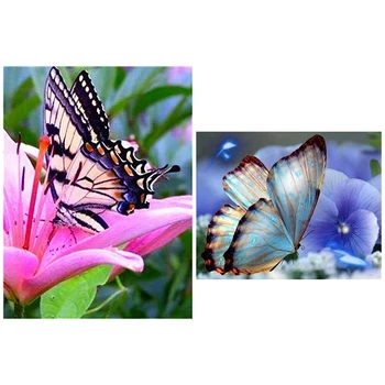 

2 Set 5D DIY Full Round Diamond Painting Embroidery Cross Stitch Painting Home Decor Gift