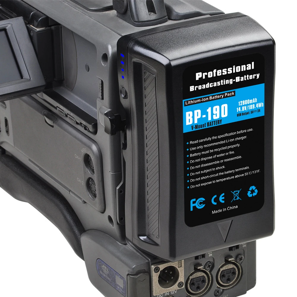 BP-190 V Mount Battery With D-Tap Charger for Sony Broadcast Camcorder HDCAM XDCAM BL-BP150 BP-150S LED Video Light