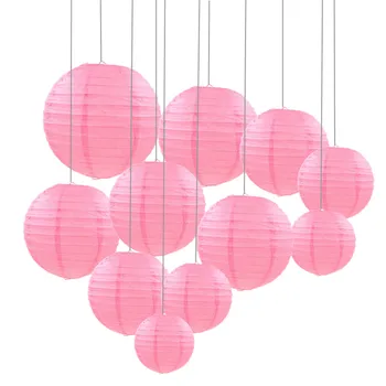 

10 Pcs Per Set Pink Paper Lanterns Chinese ball lampion for Wedding lanterne papier Hanging Decor Favor