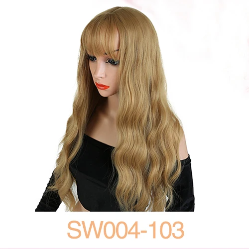 MUMUPI длинные волнистые парики для черных женщин афро-американские синтетические волосы серый коричневый парики с челкой термостойкий парик - Цвет: 103