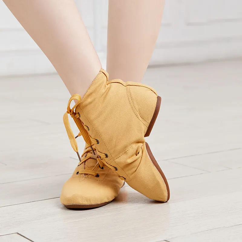 Jazz Shoes Canvas Jazz Dancing Shoes Ankel Length Dance Boots Split Sole Shoes For Girls Kids Adults Children China Size 26-45 2