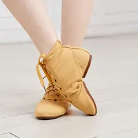 Jazz Shoes Canvas Jazz Dancing Shoes Ankel Length Dance Boots Split Sole Shoes For Girls Kids Adults Children China Size 26-45 2