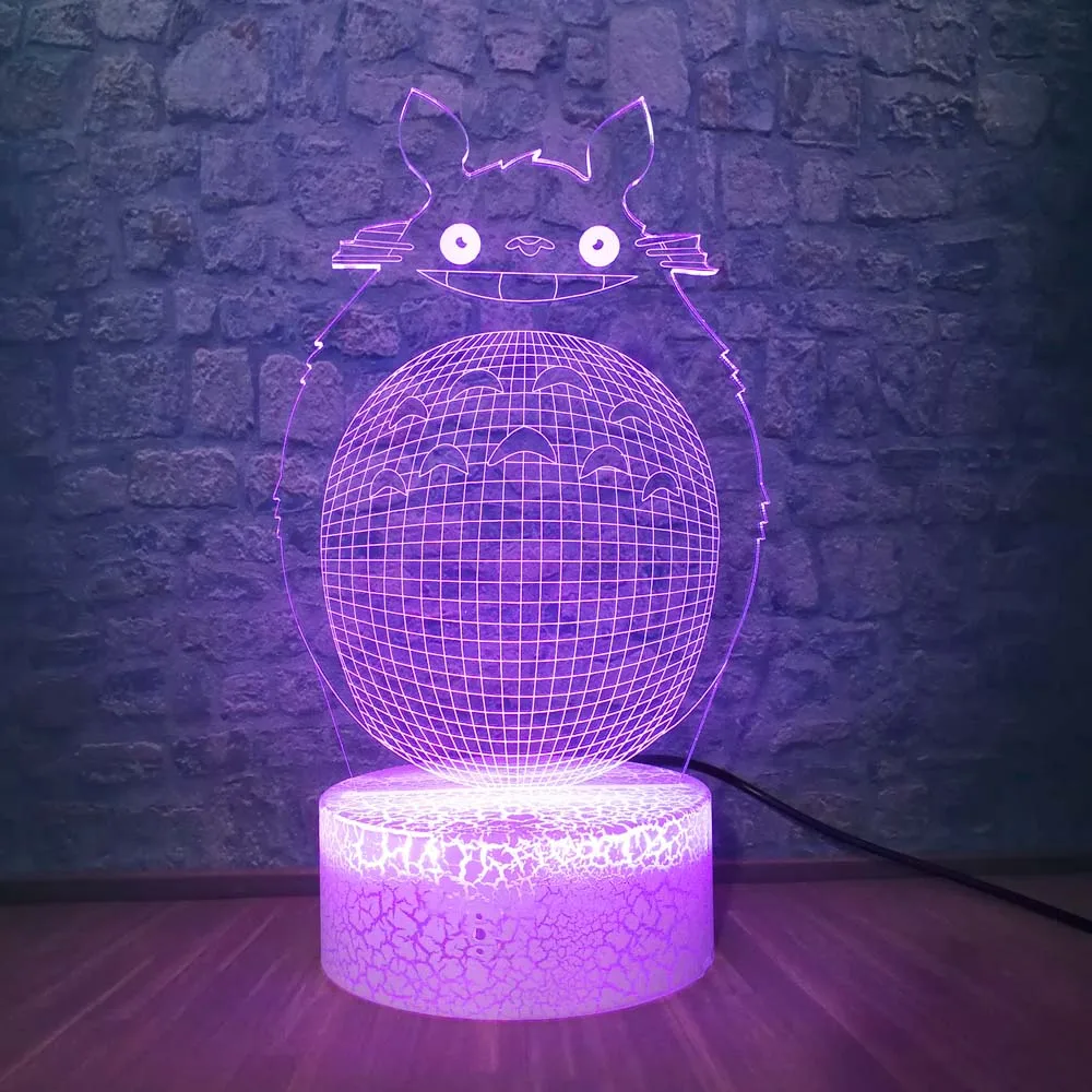 Каваи мультфильм Тоторо лампа перезаряжаемая настольная 3D Led прикроватный