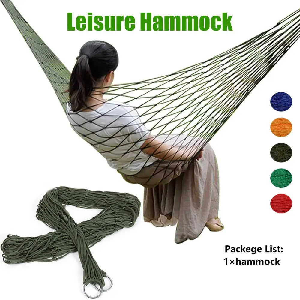 

New Portable 1 Pcs Nylon Hanging Mesh Sleeping Bed Swing Outdoor Garden Camping Hammock 270cm x 80cm