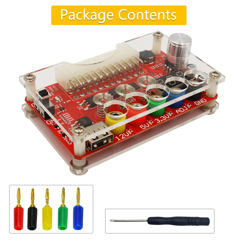 ATX Power Supply Breakout Board with ADJ Touch Sensor Switch, Acrylic Case Kit, Output Voltage Module (3.3V/5V/12V) Description Image.This Product Can Be Found With The Tag Names ATX Power Supply Module24Pin Power BoardTouch Sensor SwitchAcrylic Housing KitPower Supply Board