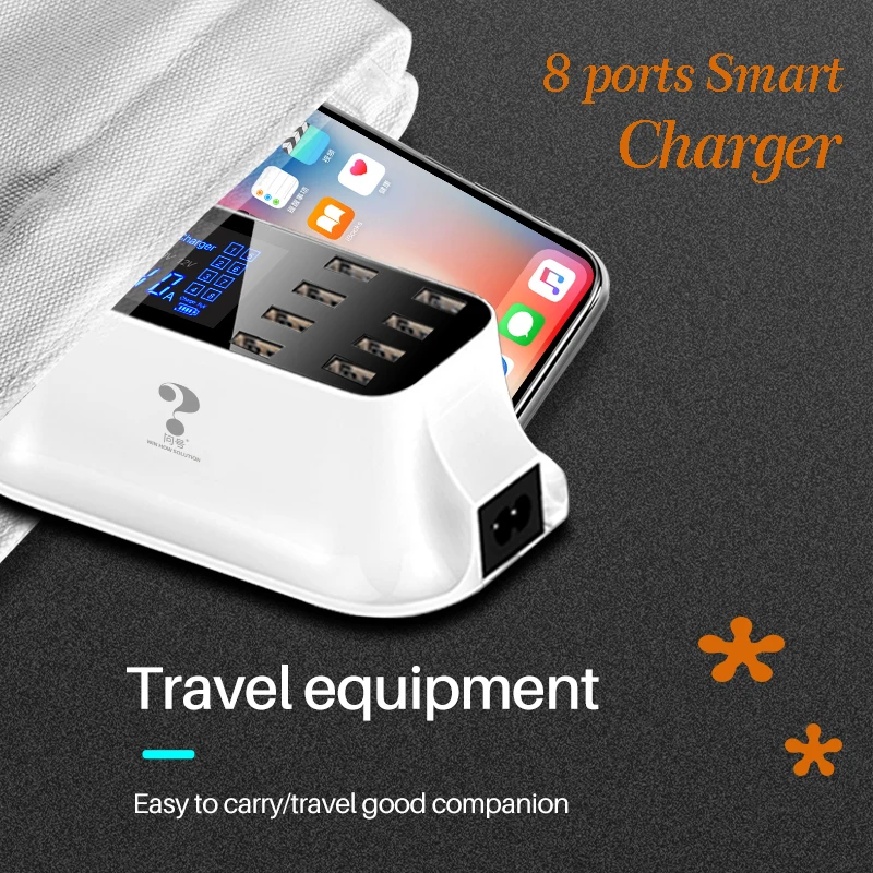 Winhow, Заводская мода, 8 портов, USB зарядное устройство, смарт-мобильный телефон, универсальное зарядное устройство для Xiaomi iphone X, huawei, samsung, рождественский подарок