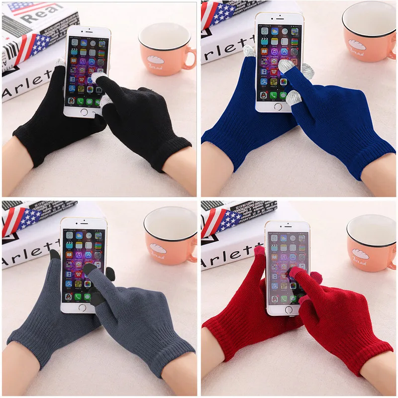 Unisex Beanies Hat Ring Scarf Gloves Set Winter Knitted Thick Warm  Women Men Solid Retro Beanie Hat Soft Touch Screen Gloves