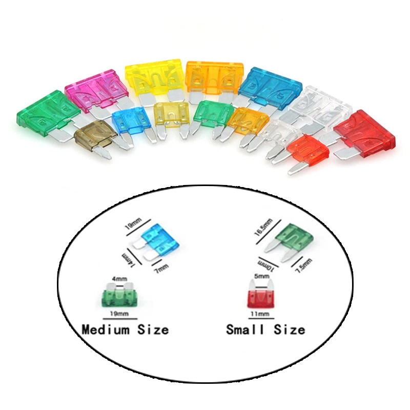 Small Size Medium Size Standard Car Auto Blade Fuse 50Pcs/Lot 1A-40A Automotive 1A 2A 3A 5A 7.5A 10A 15A 20A 25A 30A 35A 40A